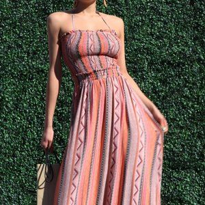 NWT PRINTED MAXI DRESS WITH SMOCKED TOP